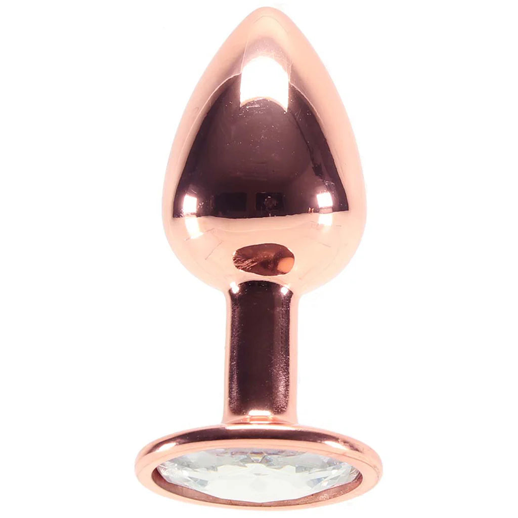 Rear Assets Small Circle Gem Butt Plug - Rose Gold/Clear