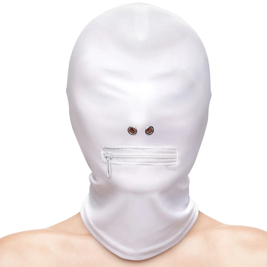 Taboo 'Zippered Mouth' Hood -White