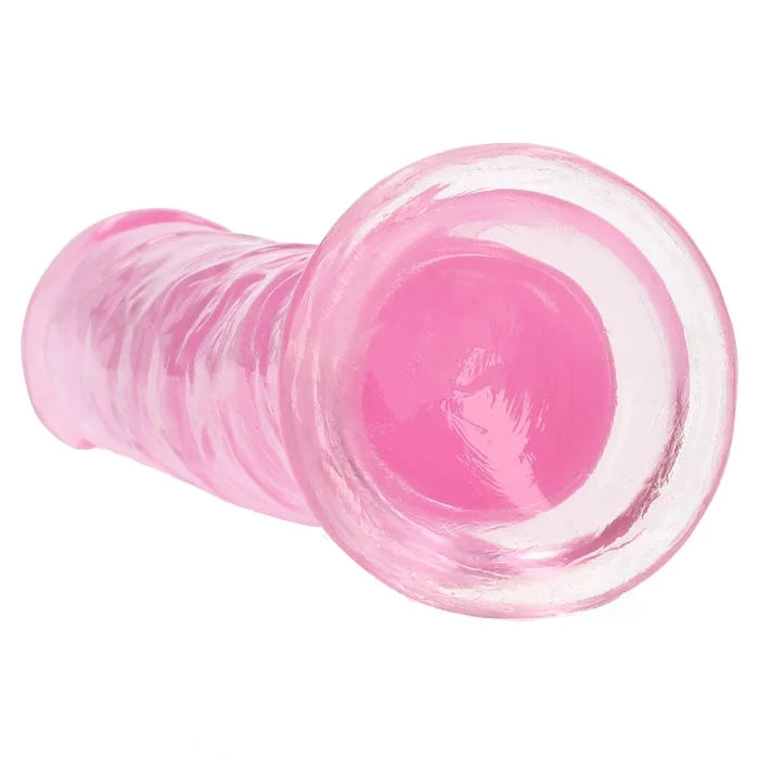 RealRock: Crystal Clear 7inch Dildo w/ Balls -Pink