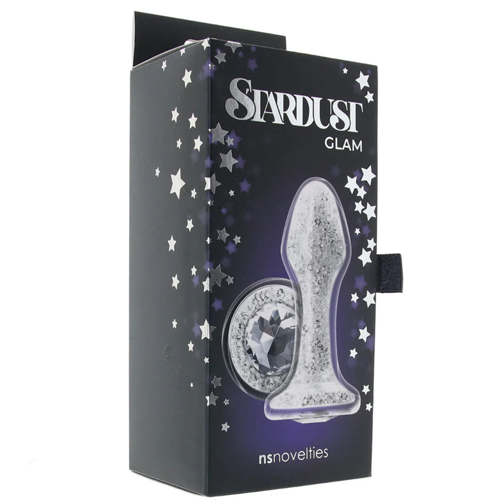 Stardust Glam Glass Butt Plug - White