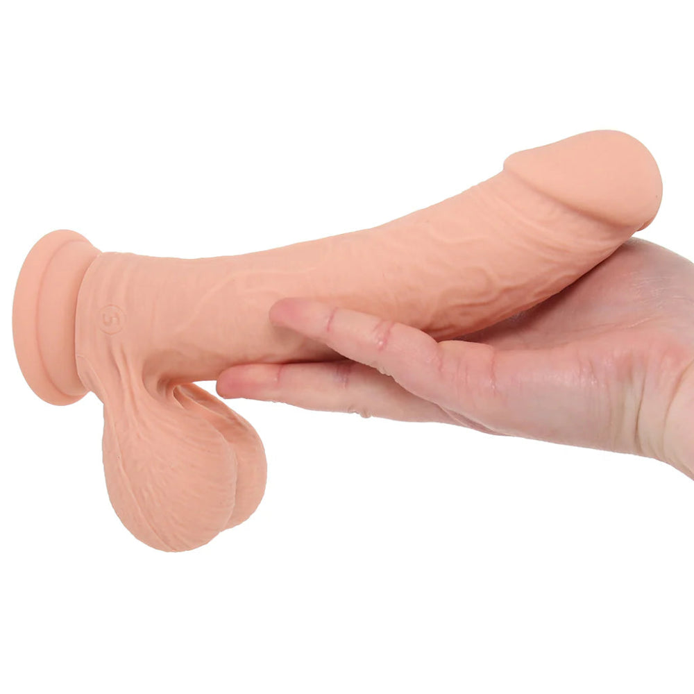 RealRock 8 Inch Vibrating Weighted Ballsy Dildo -Light
