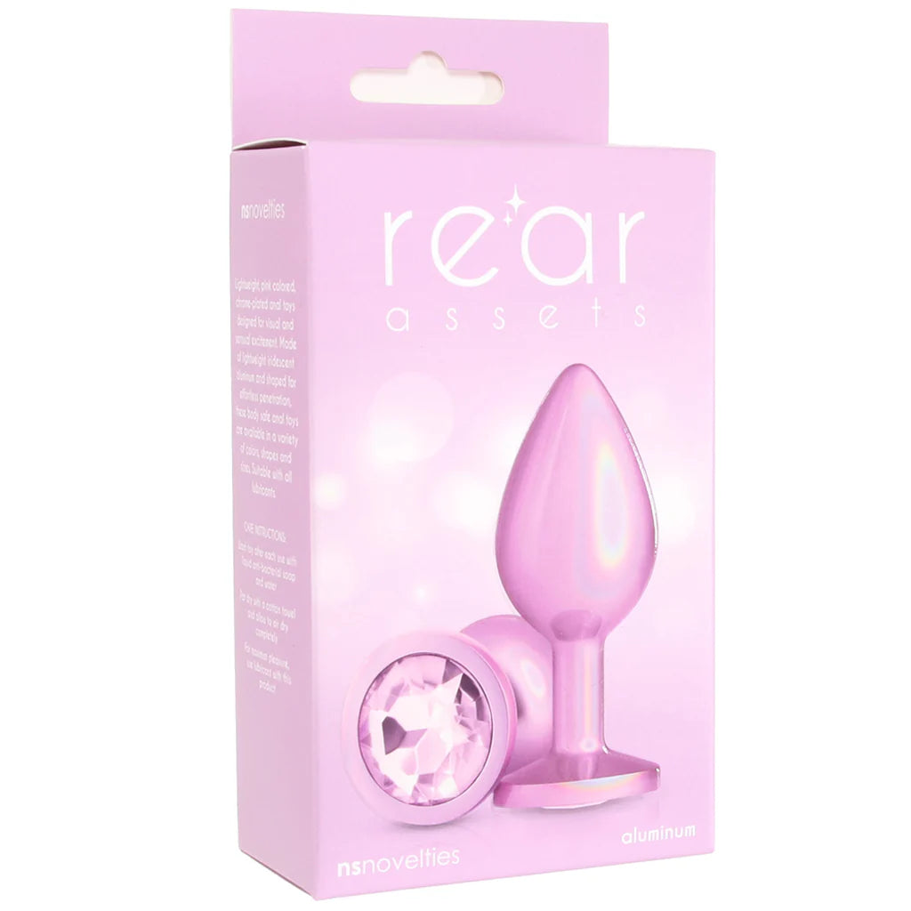 Rear Assets Iridiscent Medium Gem Butt Plug - Pink