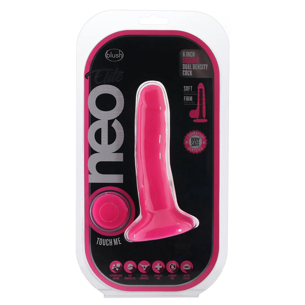 Elite Neo Pink Dual Density Dildo 6" - Pink