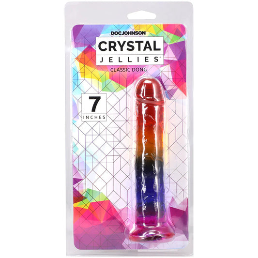 Crystal Jellies 7 Inch Classic Dildo -Rainbow