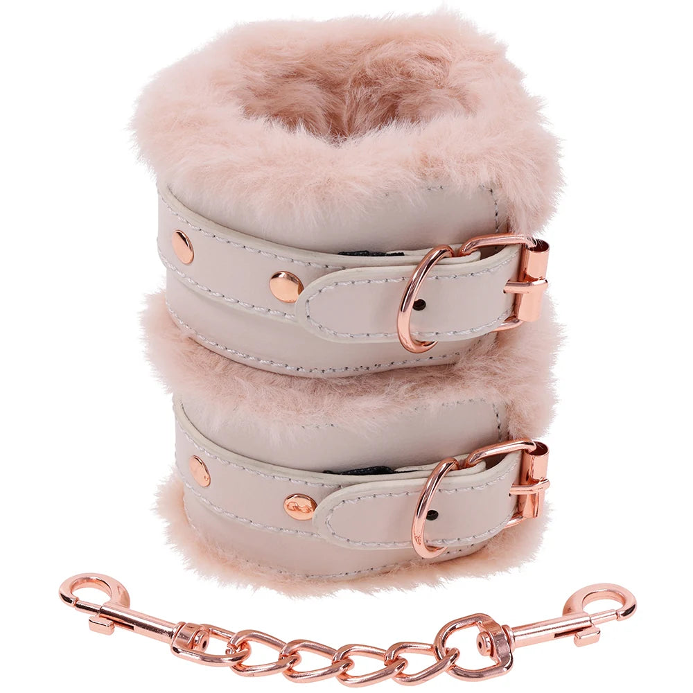 S&M Peaches N Creame Faux Fur Handcuffs