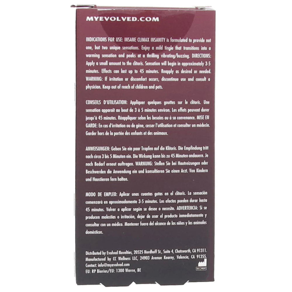 Evolved Insane Climax Insanity Clitoral Stimulant in 0.34oz/10ml