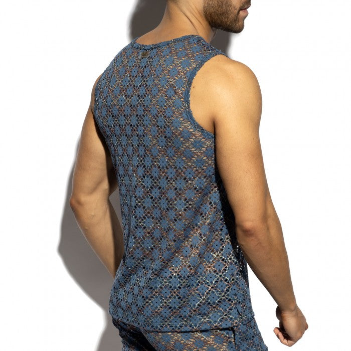 ES Collection Metallic Bloom Tank Top - Cobalt