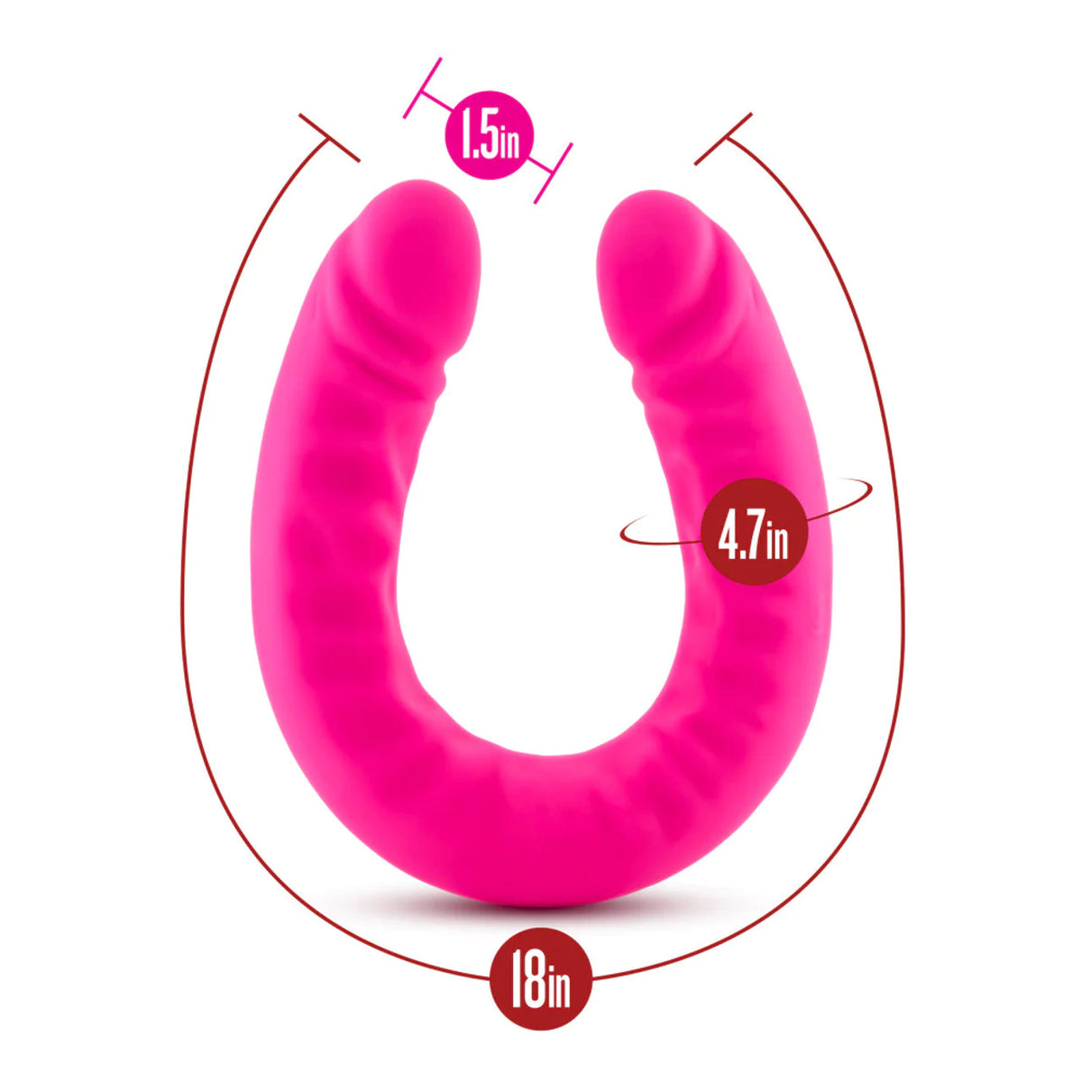 Ruse 18 inch Slim Double Dong -Hot Pink