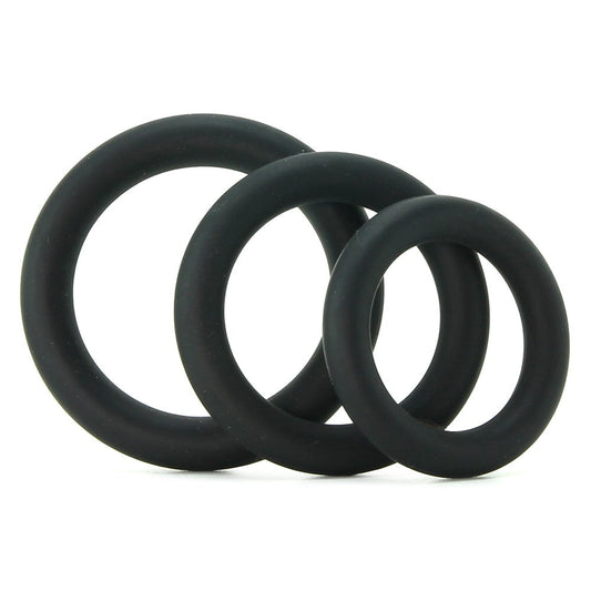 Silicone Cock Ring Trio - Foil Pack - Black