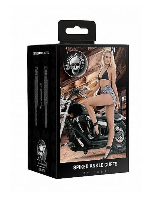 Ouch! Skulls & Bones "Handcuffs" w/ Spikes -Black