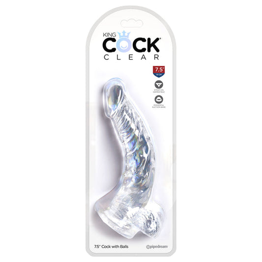 King Cock Clear 7.5″ Cock w/ Balls