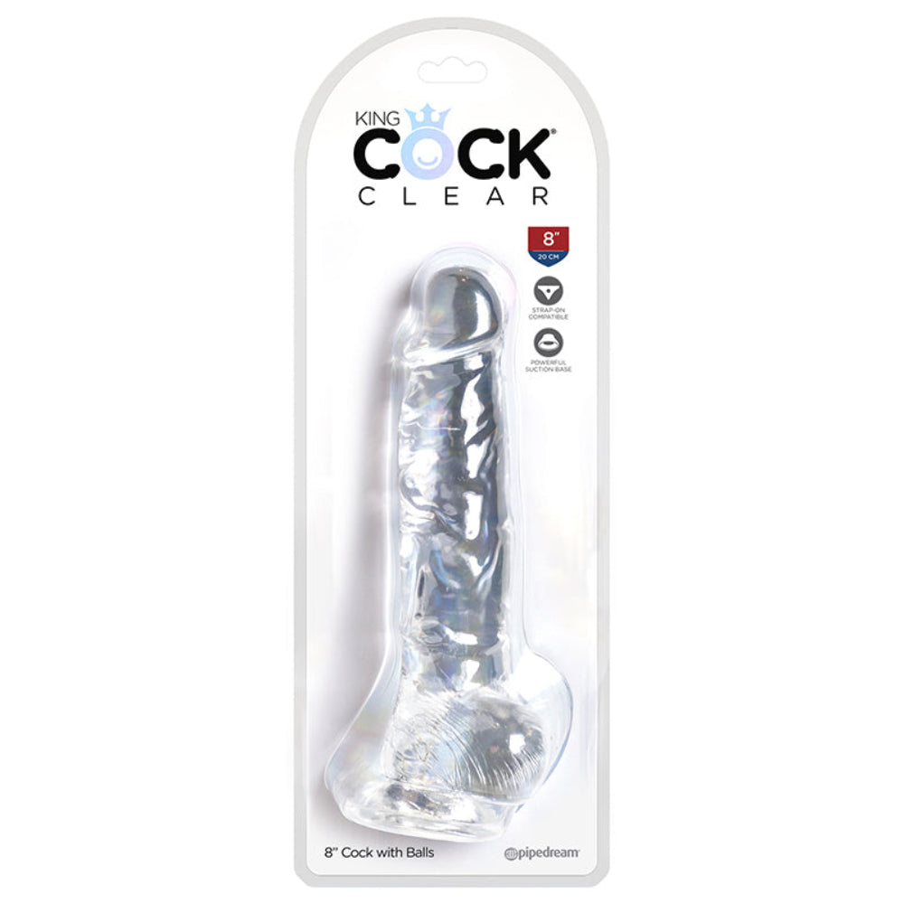 King Cock Clear 8″ Cock w/ Balls