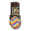 Packaged rainbow dress up set with suspenders, bow tie, and sunglasses on a white background.