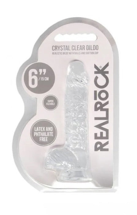 Real Rock 6inch Dildo w/ Balls -Clear