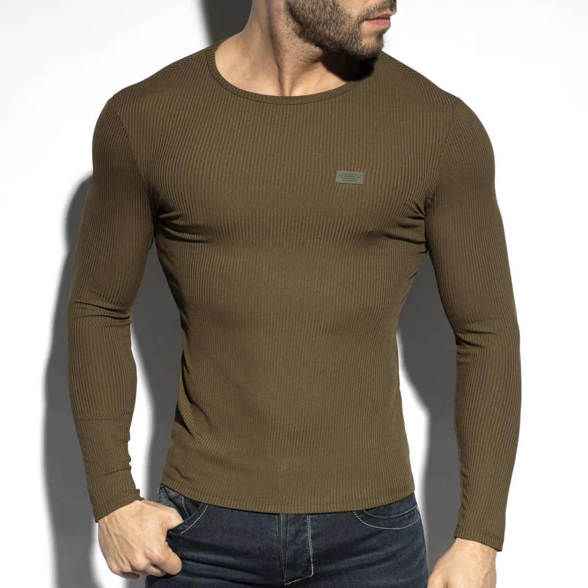 ES Collection Recycled Rib Long Sleeve T-Shirt - White
