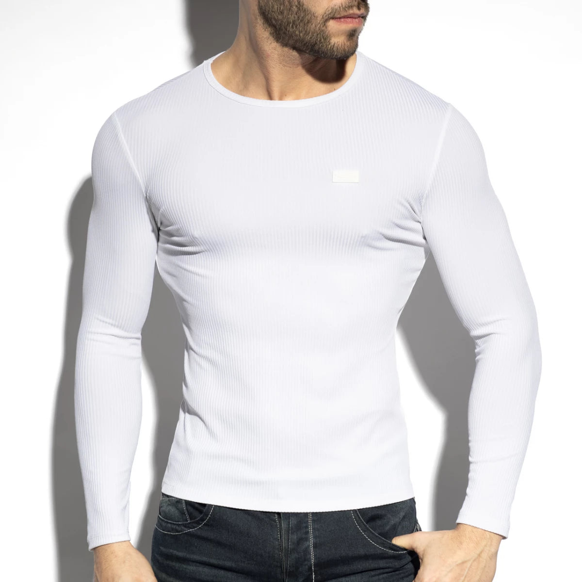ES Collection Recycled Rib Long Sleeve T-Shirt - White