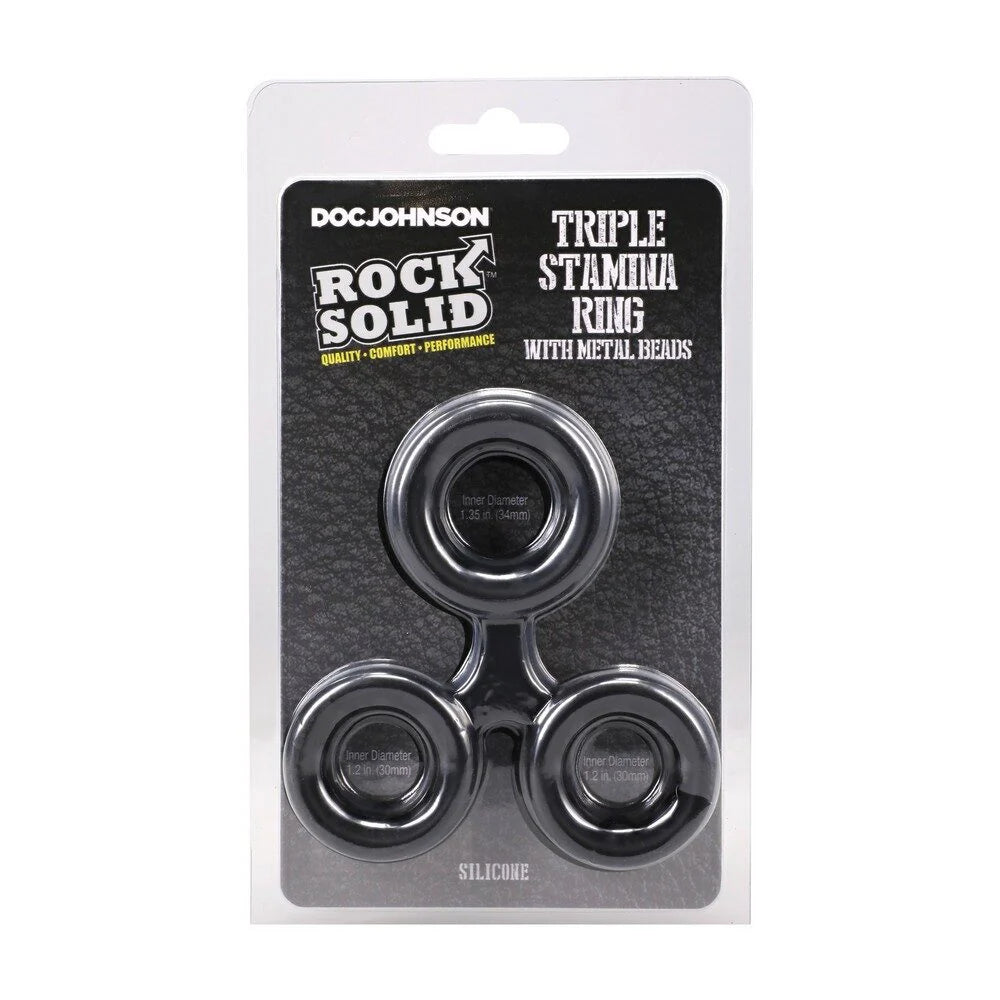 Rock Solid Triple Cock Ring w/ Metal Beads