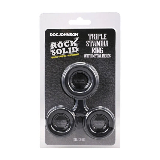 Rock Solid Triple Cock Ring w/ Metal Beads