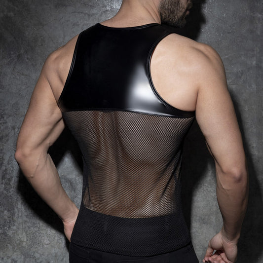 ADDICTED Rub-Mesh Tank Top (ADF178) - Black