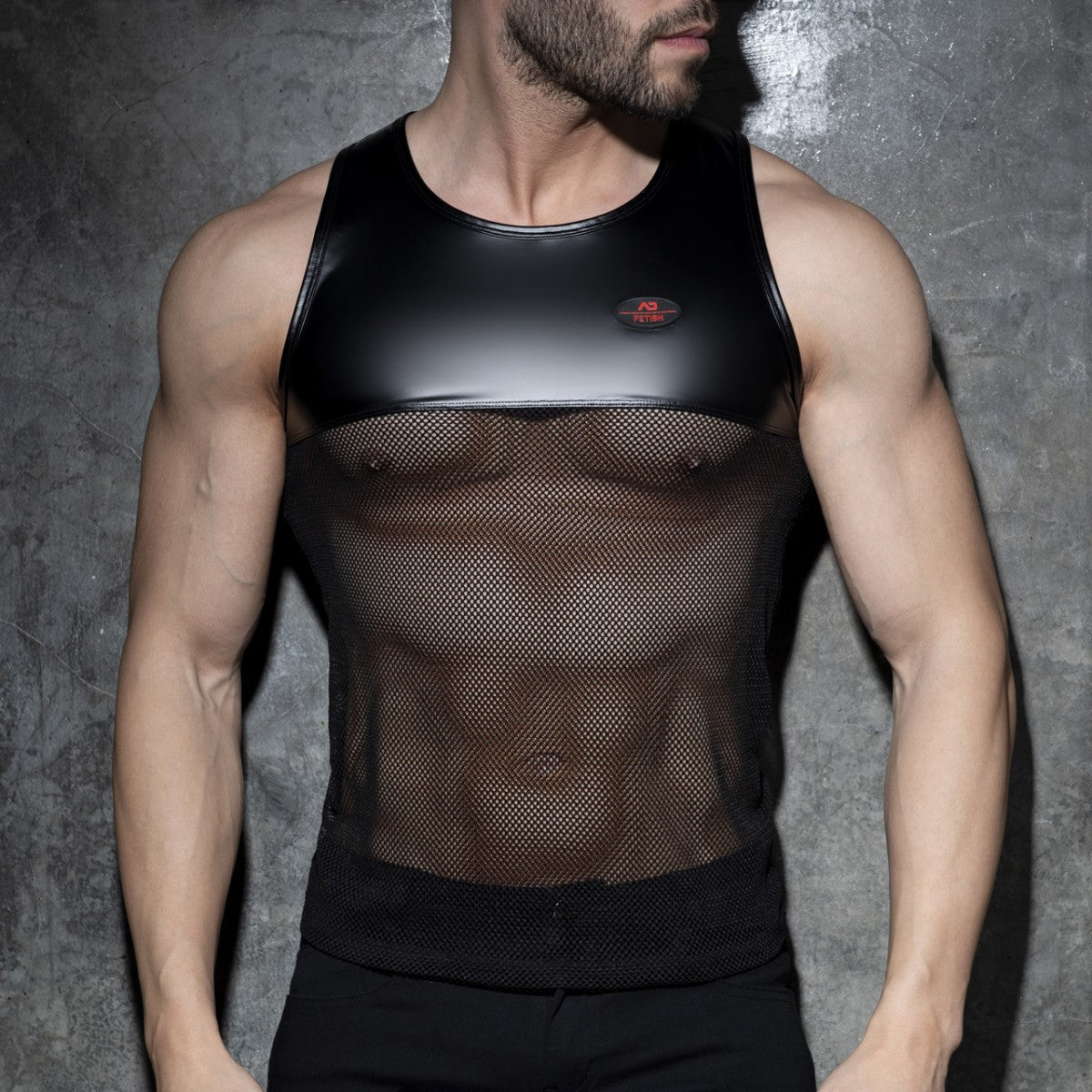 ADDICTED Rub-Mesh Tank Top (ADF178) - Black