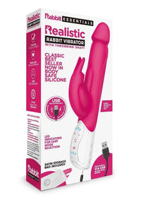 Rabbit Essentials Realistic Rabbit Vibrator w/ Throbbing Shaft - Pink