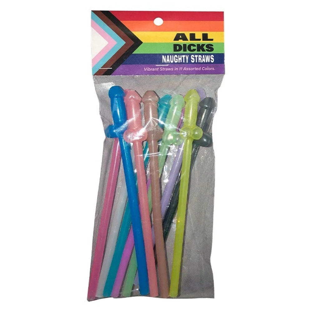 All Dicks Naughty Straws - Asst. Colors Pack Of 11