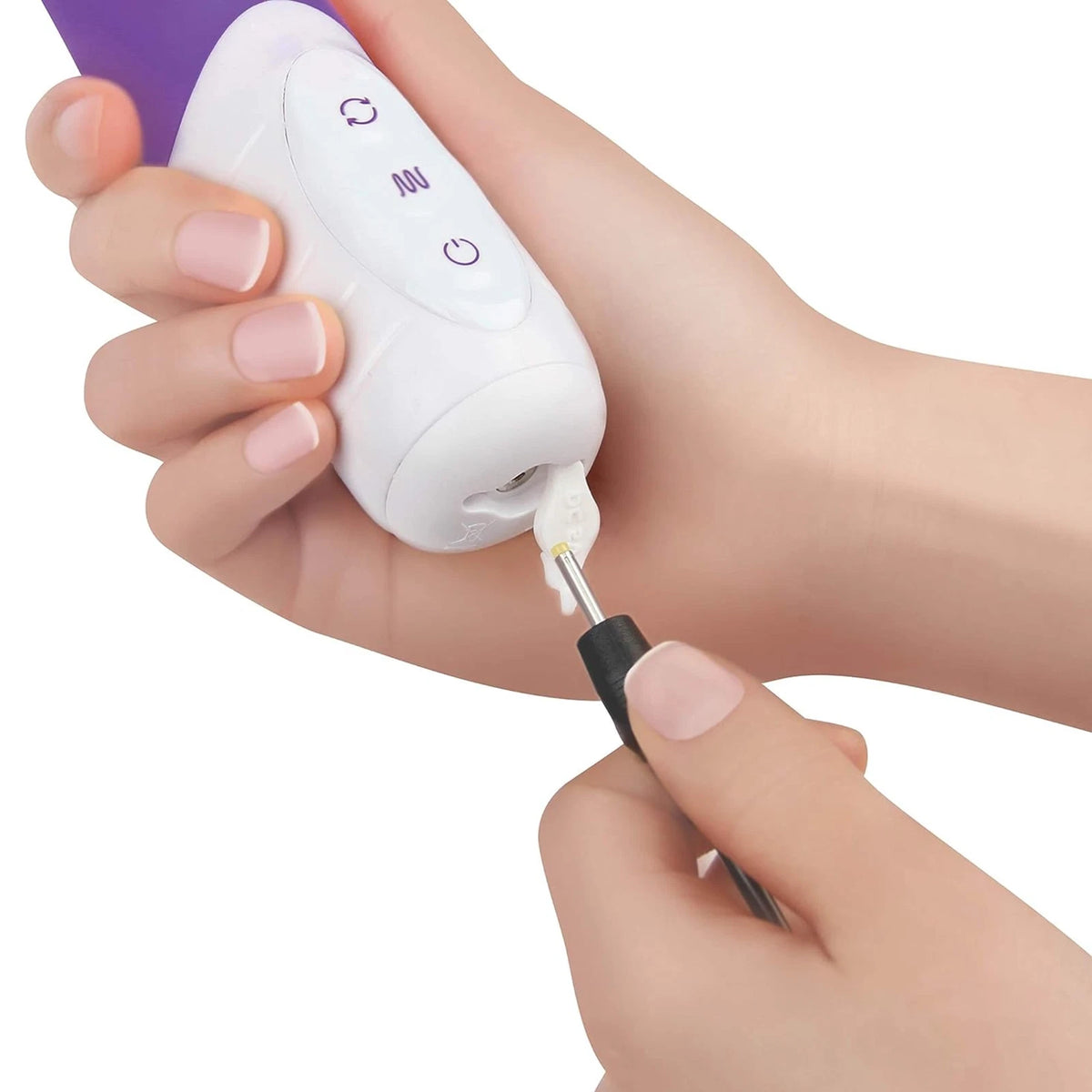 Rabbit Essentials Rechargeable Double Penetration Rabbit Vibrator w/ Rotating Beads - Purple