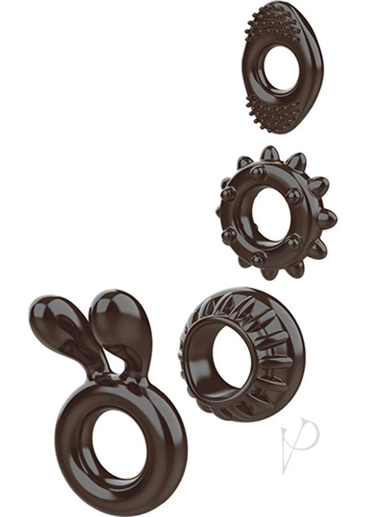 Zero Tolerance 'Ring My Bell' Cock Ring Kit (4 piece kit) -Smoke