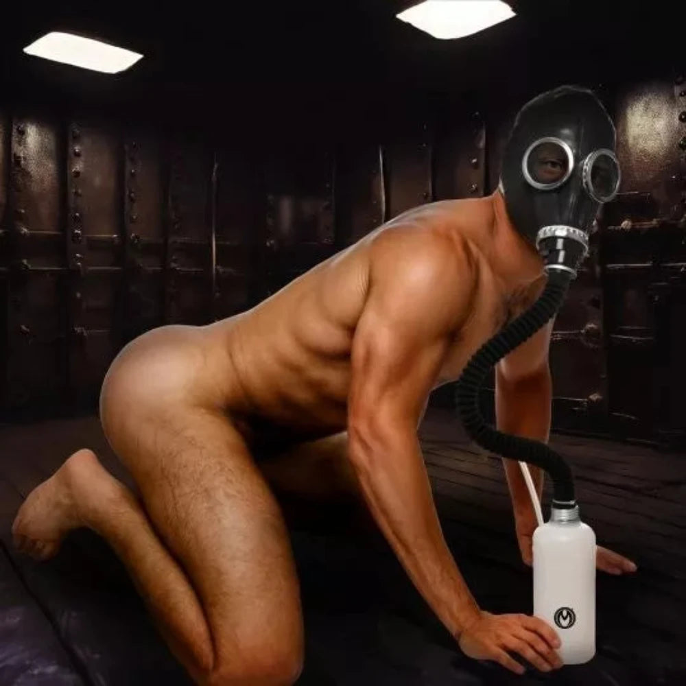 MS "Dark Inhaler" Gas Mask w/ Bottle – Black/White