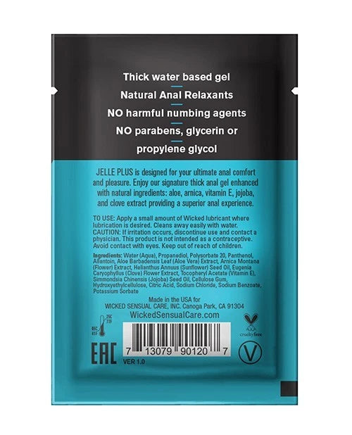 Wicked Jelle Plus Anal  Lube Sachet 0.1 oz
