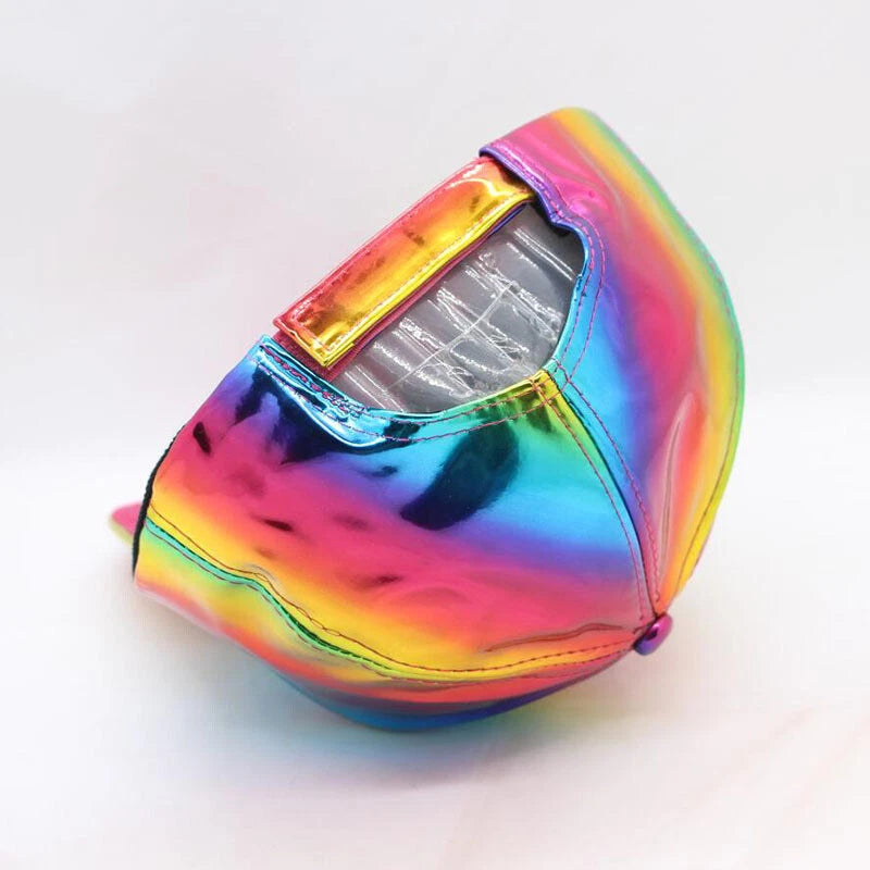Multicolored reflective hat on a white background