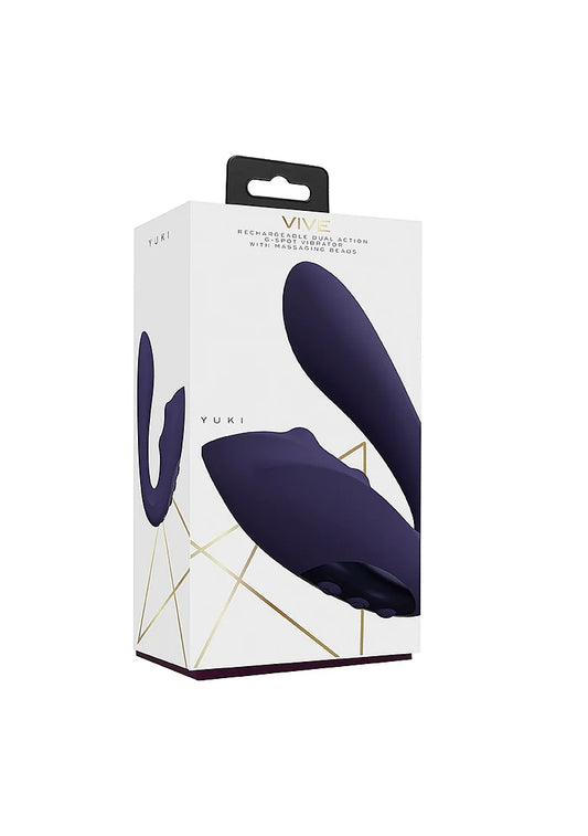 Vive Yuki Dual Motor G-Spot Vibrator with Massaging Beads -Purple