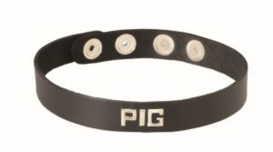 Leather Wordband Collar - Pig