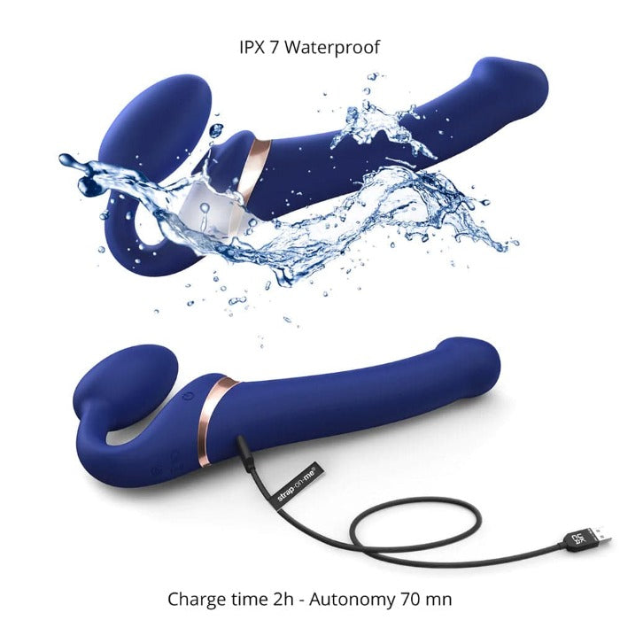Strap-On-Me 'Bendable' Vibrating Strap-On-Blue Size -Small