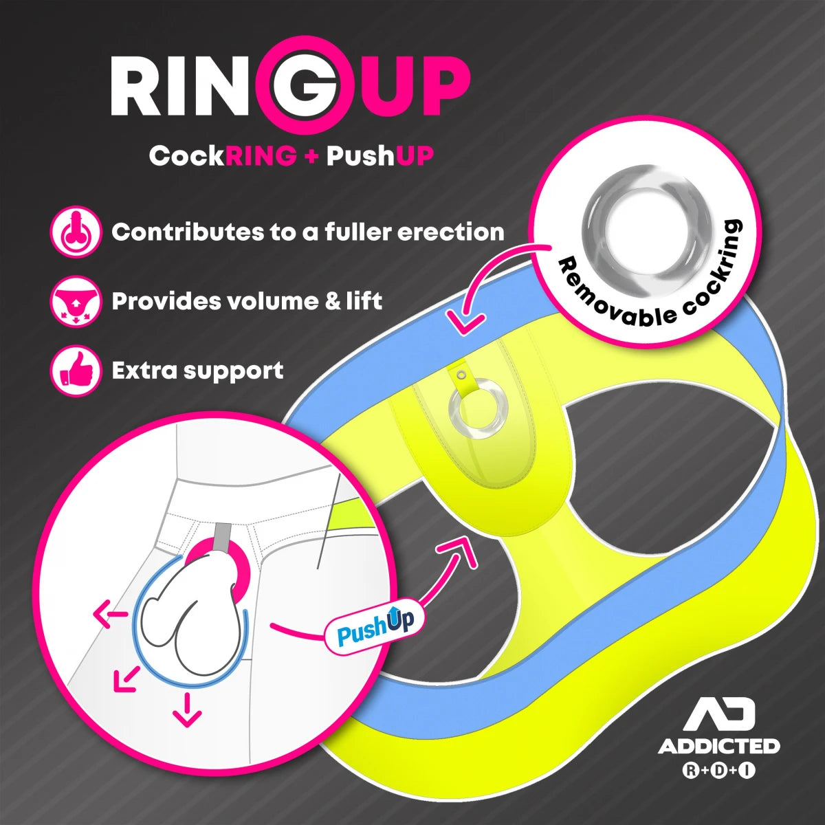 AD Fetish Tape Rub Ring-Up G-String - Black