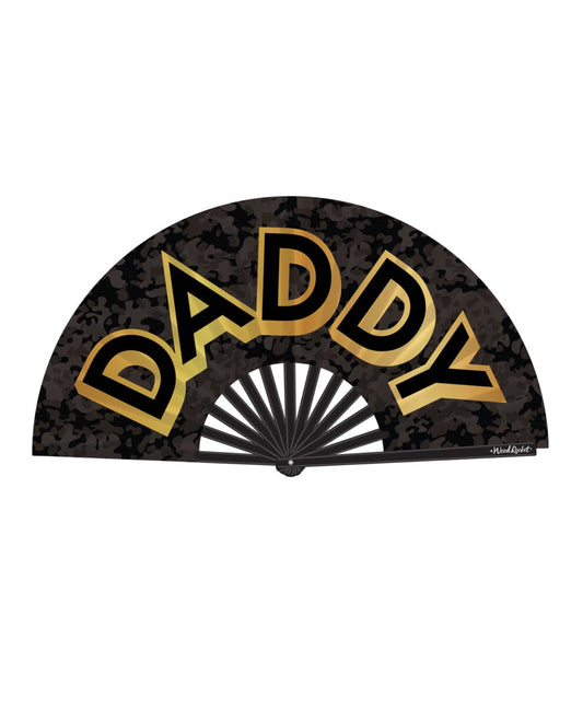 Daddy Pride Hand Fan - Wooden, Blk/Gold