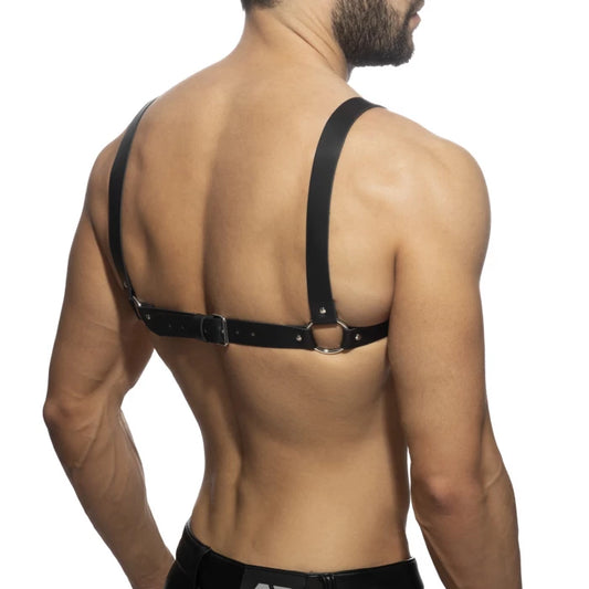 AD Fetish X-Cross Leather Harness - Black