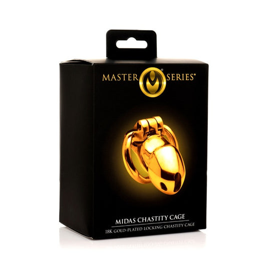 MS Midas "18K Gold-Plated" Stainless Locking Chastity Cage