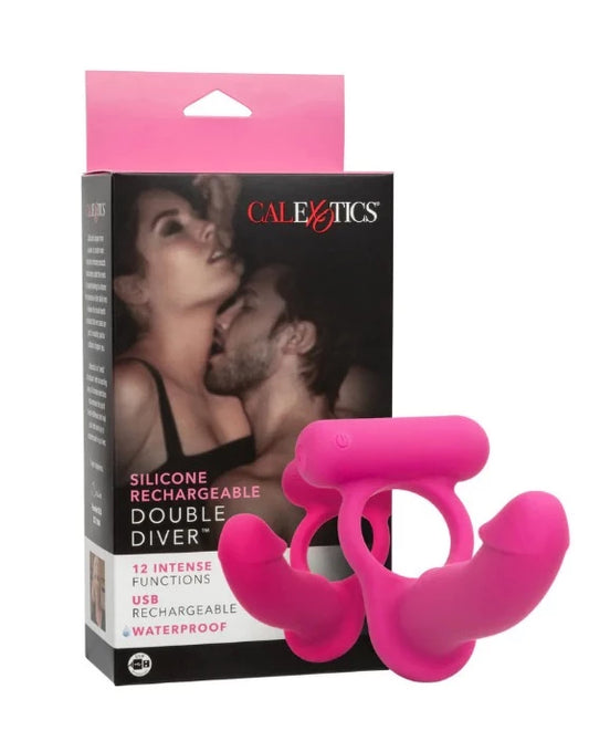 Calex "Double Diver" Vibrating Cock Ring -Pink