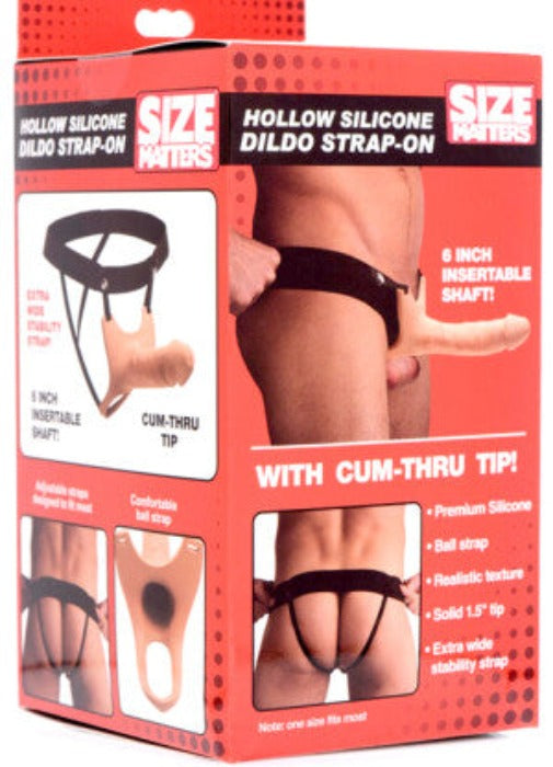 Size Matters Hollow 6" Dildo Strap-on -Black