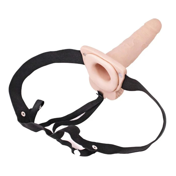 Erection Assistant "Hollow Vibrating" Strap On 6 inch -Flesh