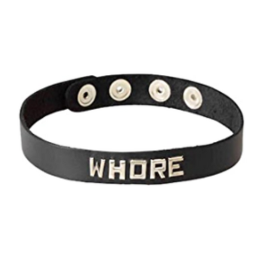 Leather Wordband Collar - Whore