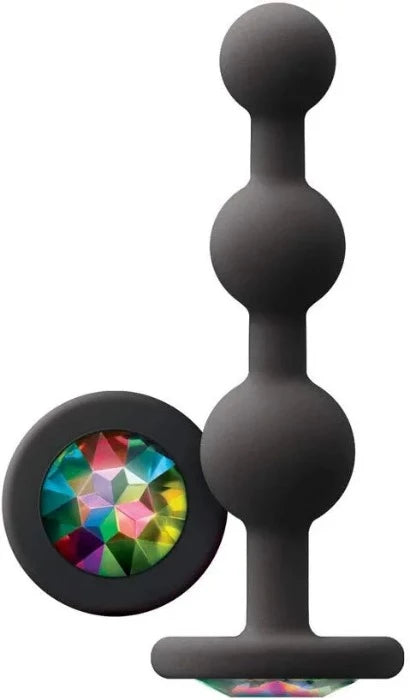 Glams ''Ripple'' Rainbow Gem Butt Plug -Black