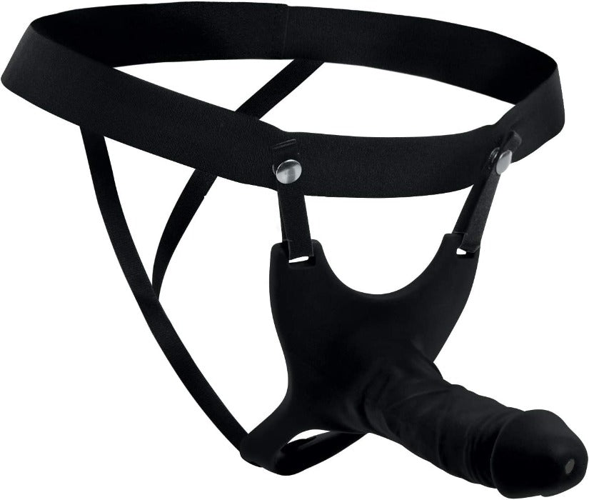 Size Matters Hollow 6" Dildo Strap-on -Black