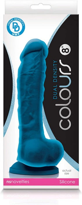 Colours 8 Inch "Dual Density" Dildo -Blue