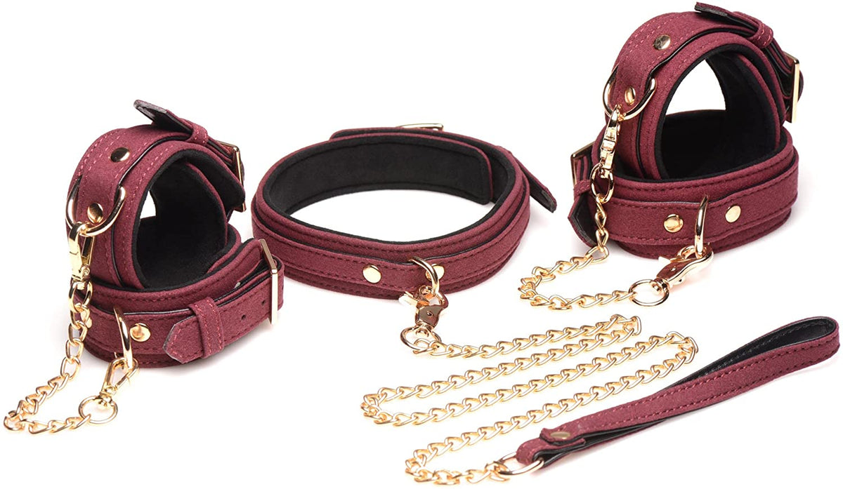 MS "Velvet" 6 pc Bondage Set -Burgundy