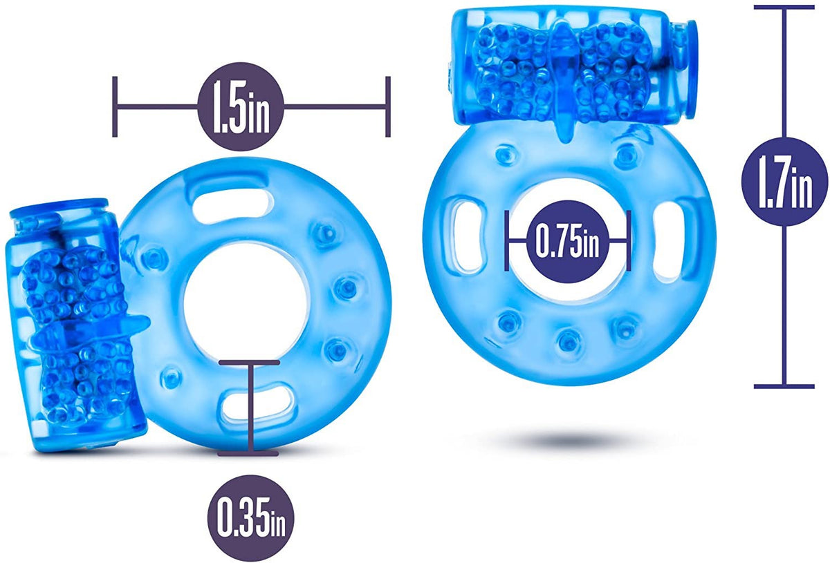 Stay Hard "2 Vibrating" C/Rings Blue