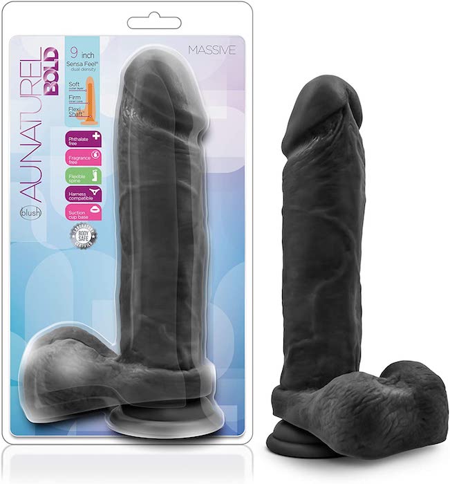 Au Naturel Bold 9 "Massive" Dildo -Blk