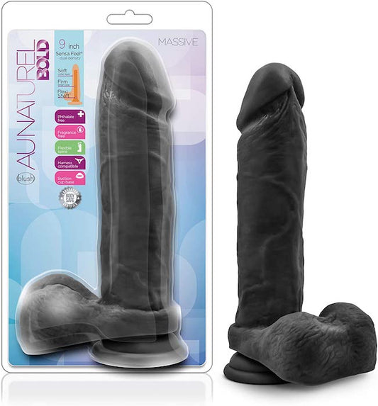 Au Naturel Bold 9 "Massive" Dildo -Blk