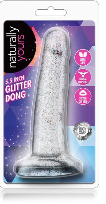 Naturally Yours 'Glitter' Dong 5.5 inch -Clear